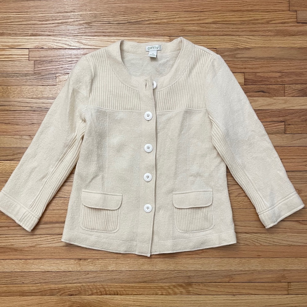 ORVIS Cream Wool Cardigan